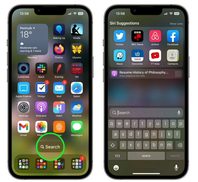 海宁苹果手机维修分享升级到 iOS 16 后，如何删除主屏幕上的搜索按钮 