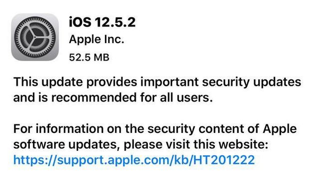 海宁苹果手机维修分享iOS12.5.2发布，建议所有老苹果用户安装 